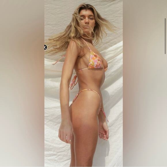 Stone Fox Swim River Bikini Bottom In Retro Pop Adjustable Side Tie Thong Size M - Picture 3 of 14